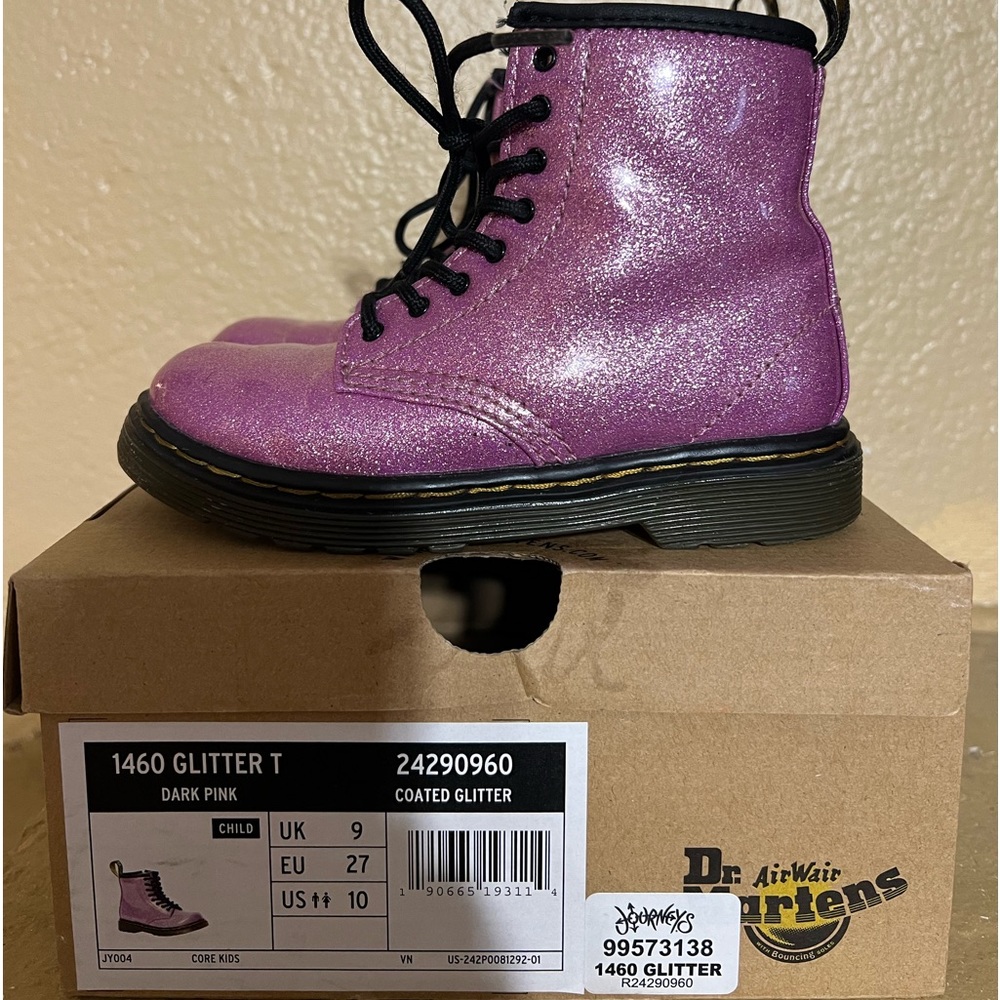 1460 glitter dark pink toddler girl size 10 doc martens used in great condition!